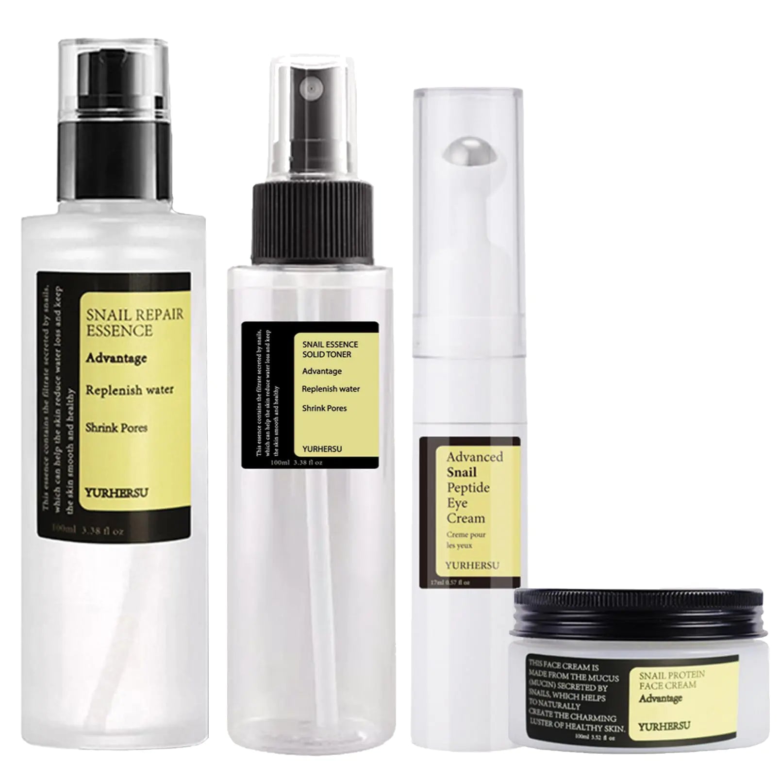 Snail Mucin Skin Care Set with toner serum eye cream and face cream